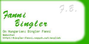 fanni bingler business card